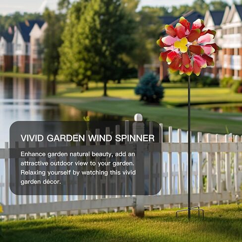 دوارات الرياح الشمسية للحديقة - منحوتات رياح معدنية حركية كبيرة مقاس 88 بوصة ودوارات مع ضوء شمسي، ديكور فني للفناء الربيعي للرياح الخارجية للحديقة والفناء والباب الأمامي in Kuwait