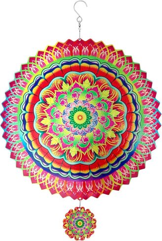 دوار الرياح البوهيمي مقاس 12 بوصة، دوار الرياح المعلق في الهواء الطلق للفناء والحديقة، دوار الرياح الكبير، هدية فنية ثلاثية الأبعاد (بوهيمي-01، 12 بوصة) in Kuwait