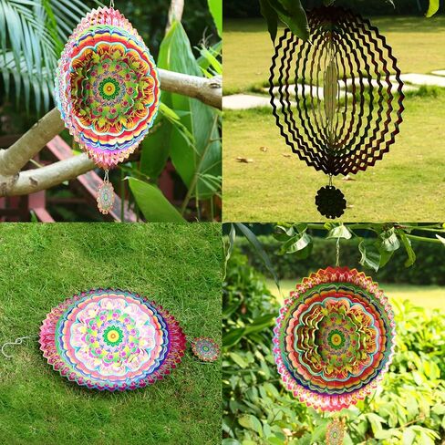 دوار الرياح البوهيمي مقاس 12 بوصة، دوار الرياح المعلق في الهواء الطلق للفناء والحديقة، دوار الرياح الكبير، هدية فنية ثلاثية الأبعاد (بوهيمي-01، 12 بوصة) in Kuwait