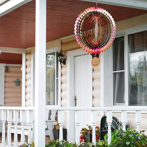 دوار الرياح البوهيمي مقاس 12 بوصة، دوار الرياح المعلق في الهواء الطلق للفناء والحديقة، دوار الرياح الكبير، هدية فنية ثلاثية الأبعاد (بوهيمي-01، 12 بوصة) in Kuwait