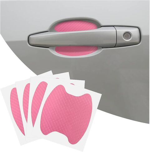 4PCS Car Door Handle Cup Stickers, Carbon Fiber Scratch Auto Door Protective Film, Non-Marking Car Door Bowl Protector, Door Handle Paint Cover Guard Universal for Most Cars, SUV, Van (Black) in Saudi Arabia