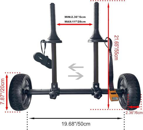 عربة حاملة زورق كاياك مع حزام بطول 10 أقدام وإطارات قابلة للنفخ لنقل قوارب الكاياك ولوح التجديف وSUP والزورق in Kuwait