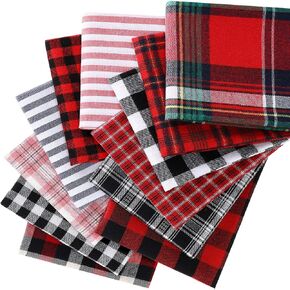Tatuo 12 Pieces Christmas Fat Fabric Bundles Buffalo Plaid Fat Quarters Cotton Fabric Square Bundles 19.5 x 15.7 Inch Charm Yarn-Dyed Checked Quilting for DIY Crafting Sewing(Simple Style) in Kuwait