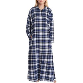 Latuza Women's Long Flannel Nightgown Long Sleeve Full Length in Kuwait