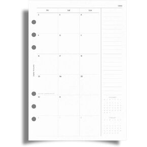 Cloth & Paper 2026 Monthly Planner Inserts | Monday Start | Pocket Size 3.2 x 4.7 Inches | 6-Ring Refills | Jan–Dec Monthly Organizer | 29 Double-Sided Pages | Thick Premium Planner Paper in Kuwait