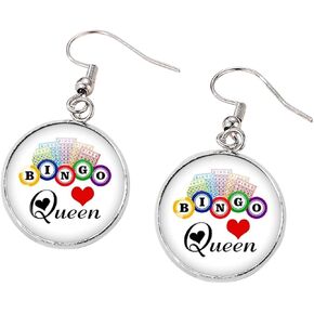 جديد 2026 Bingo Queen لعبة هز هذه الكرات النمط الأقراط الزجاجية كابوشون نساء قلادة 20 مم هدية المجوهرات إكسسوارات الإبداع الإبداعي in Kuwait