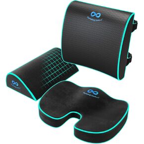 وسادة الراحة الأبدية مع حزمة دعم المقعد والقدم - وسائد كرسي مكتب رغوة الذاكرة للراحة طوال اليوم - مثالية للعمل والسيارة والمكتب in Kuwait