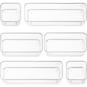 Eight Piecs. Plastic Clear Drawer Organizers for Bathroom, Kitchen, Bedroom, Office Organizer Bins, Storage Trays. Heavy Duty, Stackable 4 Sizes in Saudi Arabia