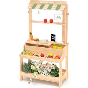 Pairpear Wooden Mud Grocery Stand ، 2-in-1 في الهواء الطلق في الهواء الطلق ومطبخ الطين للأطفال في الهواء الطلق ، لعبة Montessori Play Play مع 14 ملحقات ، وسجل نقدي ولعب الطعام ، الأعمار 3+ باللون الأخضر in Kuwait