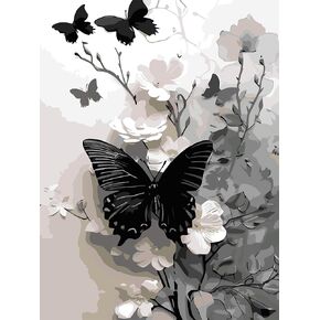 Butterfly Flower Paint by Numbers Kit for Adults Beginner , DIY Paint By Numbers Kits, Easy Color By Numbers Acrylic Paint On Canvas Painting Kits Art,Home Wall Decor 12 x 16 Inch (Without Frame) in Saudi Arabia