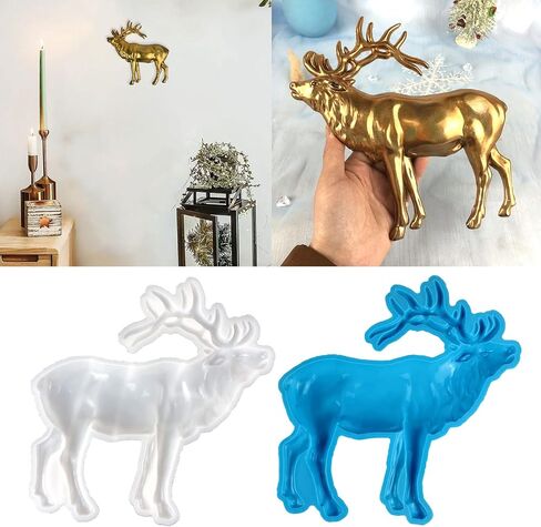 3D Elk Silicone Molds Animal Resin Mold Large Animals Statue Making Epoxy Casting Mould for Wall Hanging Door Decoration, Clear in Kuwait