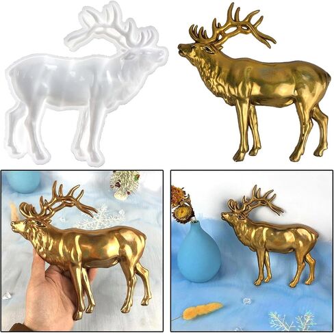 3D Elk Silicone Molds Animal Resin Mold Large Animals Statue Making Epoxy Casting Mould for Wall Hanging Door Decoration, Clear in Kuwait