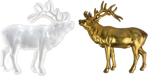 3D Elk Silicone Molds Animal Resin Mold Large Animals Statue Making Epoxy Casting Mould for Wall Hanging Door Decoration, Clear in Kuwait