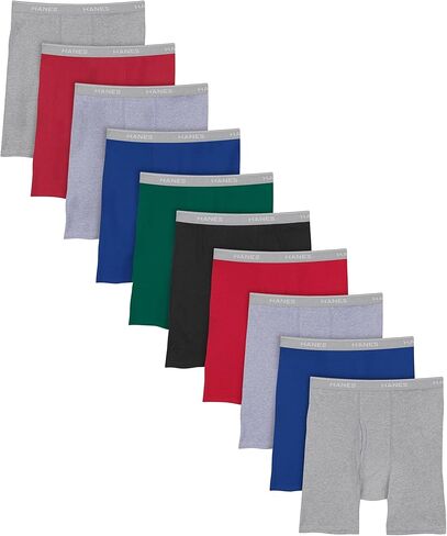 Hanes Men's Cool Dri Tagless Boxer Briefs With Comfort Flex Waistband, Multipack, 10 Pack - Marled Black/Gray Assorted , Medium in Saudi Arabia