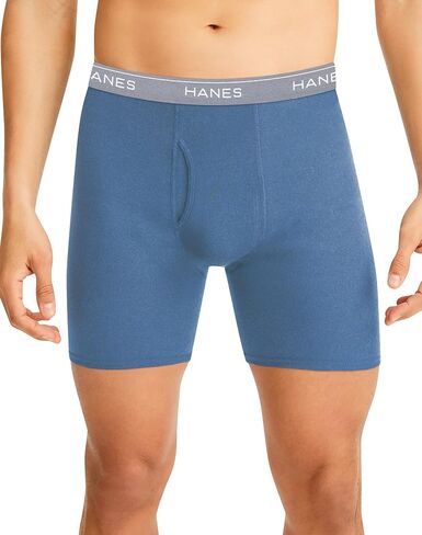 Hanes Men's Cool Dri Tagless Boxer Briefs With Comfort Flex Waistband, Multipack, 10 Pack - Marled Black/Gray Assorted , Medium in Saudi Arabia