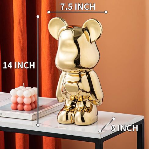 Yundu Ceramic Piggy Bank for Kids and Adults - Coin Bank for Girls and Boys - Gold Love Bear Decoration - Modern Décor, Hypebeast Room Décor - Gifts for Birthdays in Kuwait