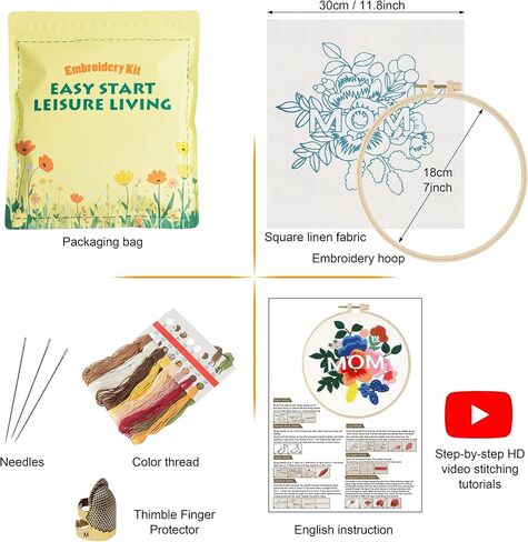Culberta Embroidery Kit for Beginners, Cross Stitch Kits for Adults with Punch Needle kit, Hoop, & Step by Step HD Video Tutorials, Starfish Handmade DIY Art Supplies for Gifts in Saudi Arabia