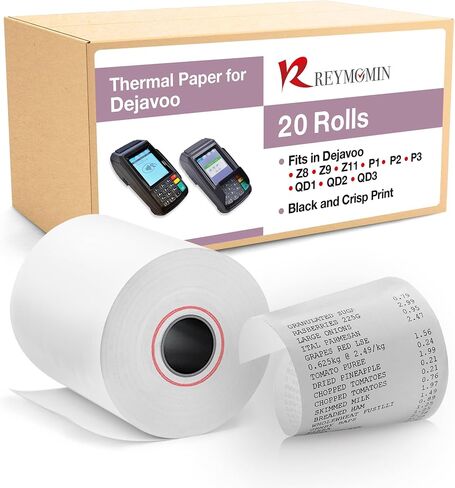 لفائف الورق الحرارية لـ Dejavoo Z8 ، Z9 ، Z11 ، P1 ، P3 ، P8 ، QD1 ، QD2 ، QD4 ، QD5 - BPA -Free Paper لآلات بطاقات الائتمان - 10 لفات in Kuwait