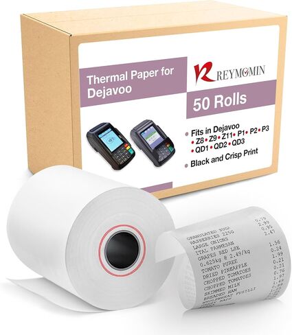 لفائف الورق الحرارية لـ Dejavoo Z8 ، Z9 ، Z11 ، P1 ، P3 ، P8 ، QD1 ، QD2 ، QD4 ، QD5 - BPA -Free Paper لآلات بطاقات الائتمان - 10 لفات in Kuwait