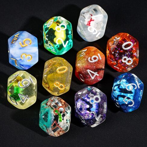 10 Pack D10 Polyhedral Dice Set ، Random Color 10 Side DND Dice for RPG Gloy Games Games Games in Kuwait