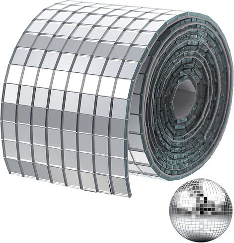 16000 Pcs Disco Ball Mirror Tiles, 10 Rolls Self-Adhesive Mirror Stickers, 5x5mm Real Glass Mini Square Mosaic Tiles for DIY Crafts, Home Decor, Party Decoration in Saudi Arabia