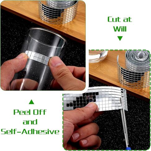 16000 Pcs Disco Ball Mirror Tiles, 10 Rolls Self-Adhesive Mirror Stickers, 5x5mm Real Glass Mini Square Mosaic Tiles for DIY Crafts, Home Decor, Party Decoration in Saudi Arabia