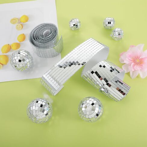 16000 Pcs Disco Ball Mirror Tiles, 10 Rolls Self-Adhesive Mirror Stickers, 5x5mm Real Glass Mini Square Mosaic Tiles for DIY Crafts, Home Decor, Party Decoration in Saudi Arabia