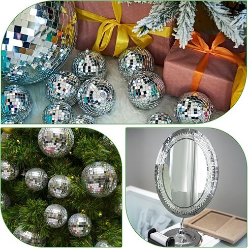 16000 Pcs Disco Ball Mirror Tiles, 10 Rolls Self-Adhesive Mirror Stickers, 5x5mm Real Glass Mini Square Mosaic Tiles for DIY Crafts, Home Decor, Party Decoration in Saudi Arabia