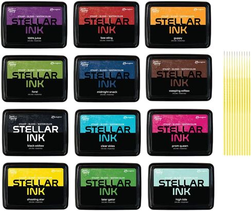 حزم حبر Simon Hurley Stellar Stellar - مجموعة كاملة من وسادات الحبر النجمية SHC من 12 ، تم إصدارها في مايو 2025 ، مع عصي تفاصيل Trebbies in Saudi Arabia