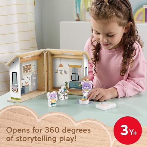 Fisher-Price Wood Pretend Play Toy Dollhouse, 6-Piece Wooden House Playset for Travel Preschool Kids Ages 3+ Years in Saudi Arabia