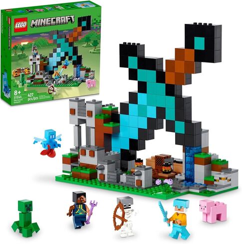 Lego Minecraft The Sword Outpost 21244 Building Toys - يضم شخصيات زاحف ، محارب ، خنزير ، وكيكل عظمي ، لعبة مستوحاة من اللعبة لمغامرات ممتعة ولعب ، هدايا للأطفال ، الأولاد ، الفتيات من 8+ in Kuwait