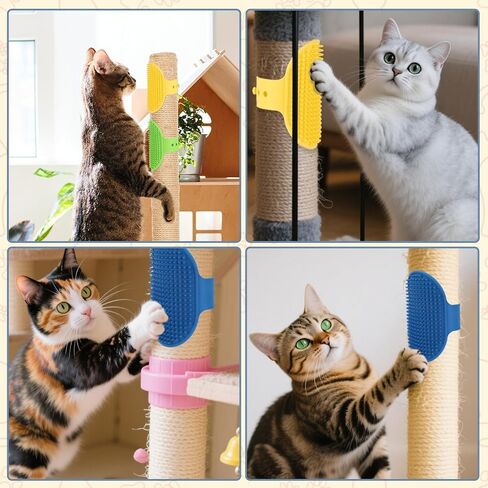 4 مساءً فرشاة Cat Self Groomer ، Silicone Cat Face Granter Corner Brush قابلة للتعديل تدليك الشعر بأمهات من 2.09-2.76in in Kuwait
