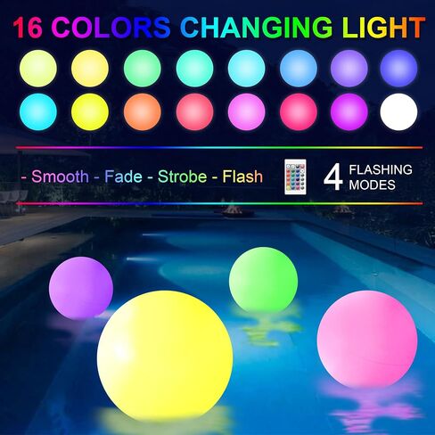 Pool Toys,LED Beach Ball with Remote Control,12" Inflatable Beach Balls with 16 Colors Lights and 4 Light Modes. in Saudi Arabia