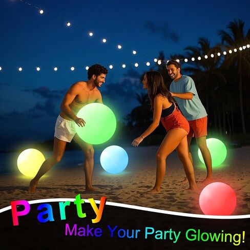 Pool Toys,LED Beach Ball with Remote Control,12" Inflatable Beach Balls with 16 Colors Lights and 4 Light Modes. in Saudi Arabia