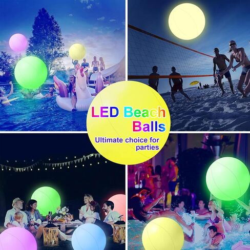 Pool Toys,LED Beach Ball with Remote Control,12" Inflatable Beach Balls with 16 Colors Lights and 4 Light Modes. in Saudi Arabia