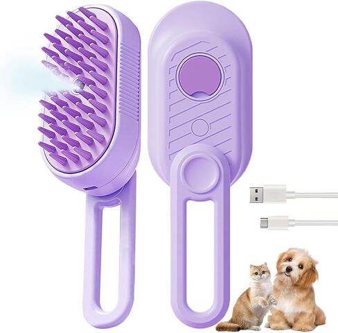 3 في 1 فرشاة بخار القط للتسفيف والاستمالة مع مقبض قابل للطي رذاذ إزالة الشعر مشط مشط Defur Combs spritz للقطط لفرشاة ماء للحيوانات الأليفة الطويلة والقصيرة ذات الشعر الأليفة in Kuwait