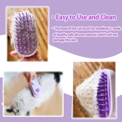 3 في 1 فرشاة بخار القط للتسفيف والاستمالة مع مقبض قابل للطي رذاذ إزالة الشعر مشط مشط Defur Combs spritz للقطط لفرشاة ماء للحيوانات الأليفة الطويلة والقصيرة ذات الشعر الأليفة in Kuwait