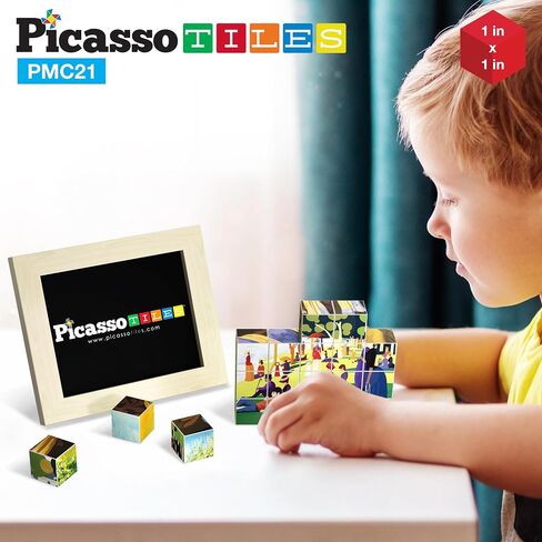 PicassoTiles 1" Magnetic Puzzle Building Cubes Blocks of Popular World Famous Art Paintings with Free Frame, Educational STEAM Toys for 3+ Year Old Boys Girls Toddlers Or Preschool Age Children PMC21 in Saudi Arabia