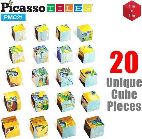 PicassoTiles 1" Magnetic Puzzle Building Cubes Blocks of Popular World Famous Art Paintings with Free Frame, Educational STEAM Toys for 3+ Year Old Boys Girls Toddlers Or Preschool Age Children PMC21 in Saudi Arabia