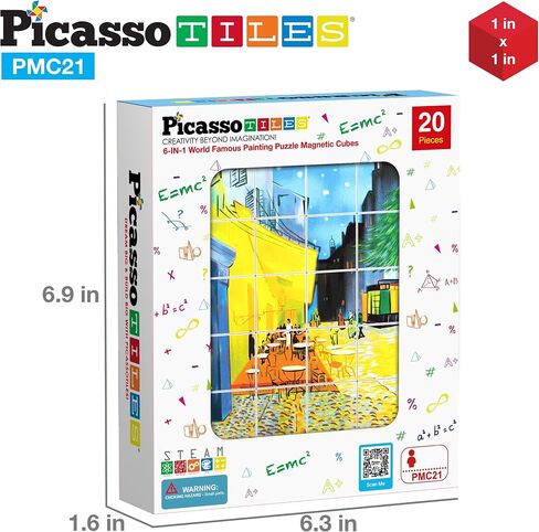 PicassoTiles 1" Magnetic Puzzle Building Cubes Blocks of Popular World Famous Art Paintings with Free Frame, Educational STEAM Toys for 3+ Year Old Boys Girls Toddlers Or Preschool Age Children PMC21 in Saudi Arabia