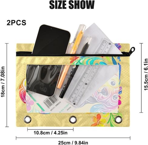 Labrador Pencil Pouches for 3 Ring Binder,2 Pack 3 Ring Binder Pencil Case With Zipper Reinforced Grommets,Pencil Bags for Office Organizers in Saudi Arabia