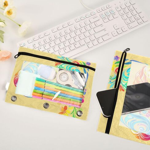 Labrador Pencil Pouches for 3 Ring Binder,2 Pack 3 Ring Binder Pencil Case With Zipper Reinforced Grommets,Pencil Bags for Office Organizers in Saudi Arabia
