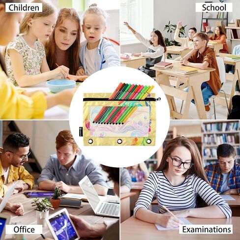 Labrador Pencil Pouches for 3 Ring Binder,2 Pack 3 Ring Binder Pencil Case With Zipper Reinforced Grommets,Pencil Bags for Office Organizers in Saudi Arabia