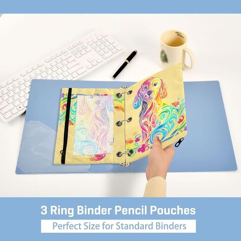 Labrador Pencil Pouches for 3 Ring Binder,2 Pack 3 Ring Binder Pencil Case With Zipper Reinforced Grommets,Pencil Bags for Office Organizers in Saudi Arabia