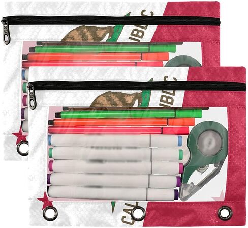 Labrador Pencil Pouches for 3 Ring Binder,2 Pack 3 Ring Binder Pencil Case With Zipper Reinforced Grommets,Pencil Bags for Office Organizers in Saudi Arabia