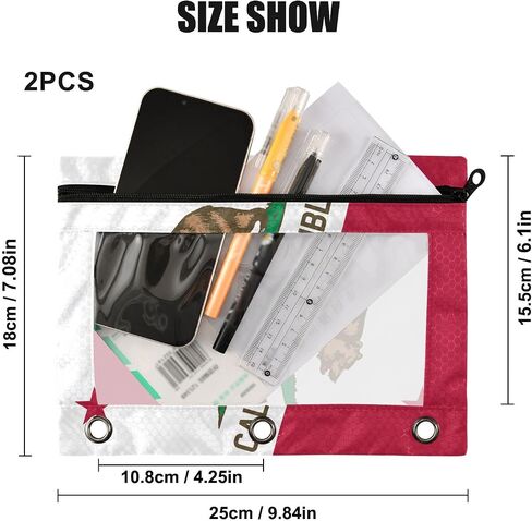 Labrador Pencil Pouches for 3 Ring Binder,2 Pack 3 Ring Binder Pencil Case With Zipper Reinforced Grommets,Pencil Bags for Office Organizers in Saudi Arabia