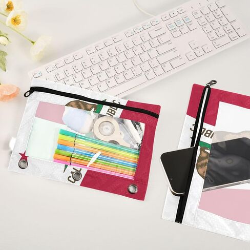 Labrador Pencil Pouches for 3 Ring Binder,2 Pack 3 Ring Binder Pencil Case With Zipper Reinforced Grommets,Pencil Bags for Office Organizers in Saudi Arabia
