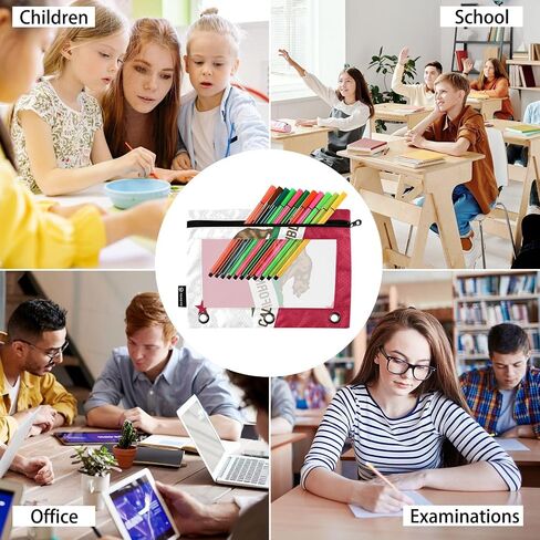 Labrador Pencil Pouches for 3 Ring Binder,2 Pack 3 Ring Binder Pencil Case With Zipper Reinforced Grommets,Pencil Bags for Office Organizers in Saudi Arabia