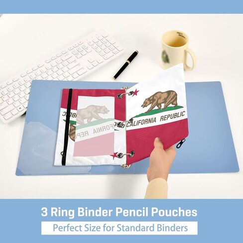 Labrador Pencil Pouches for 3 Ring Binder,2 Pack 3 Ring Binder Pencil Case With Zipper Reinforced Grommets,Pencil Bags for Office Organizers in Saudi Arabia