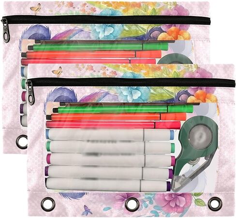 Labrador Pencil Pouches for 3 Ring Binder,2 Pack 3 Ring Binder Pencil Case With Zipper Reinforced Grommets,Pencil Bags for Office Organizers in Saudi Arabia